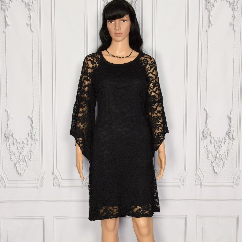 Women's Vintage Rod's Black Floral Lace Dress - L